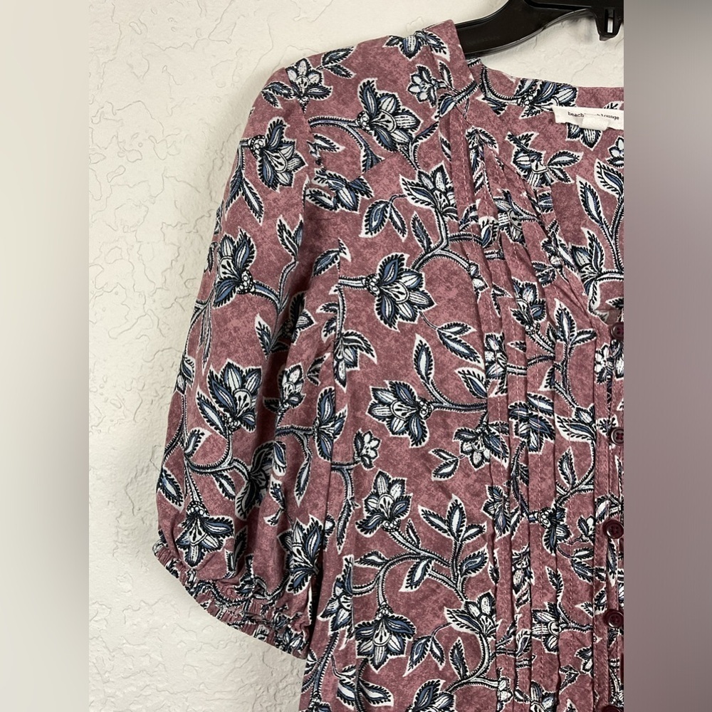 Women’s Beach Lunch Lounge Multicolor Split Neck Short Sleeve Button Blouse Sz S - Picture 3 of 6